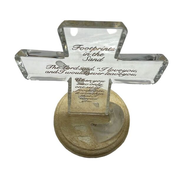 The Bradford Exchange Glass Cross Footprints in the Sand Limited Edition #A7082 - Picture 7 of 10